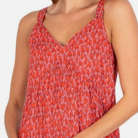 Joie Women’s Pink Red Maxi Dress Tank V-Neck Flow M - Picture 4 of 6